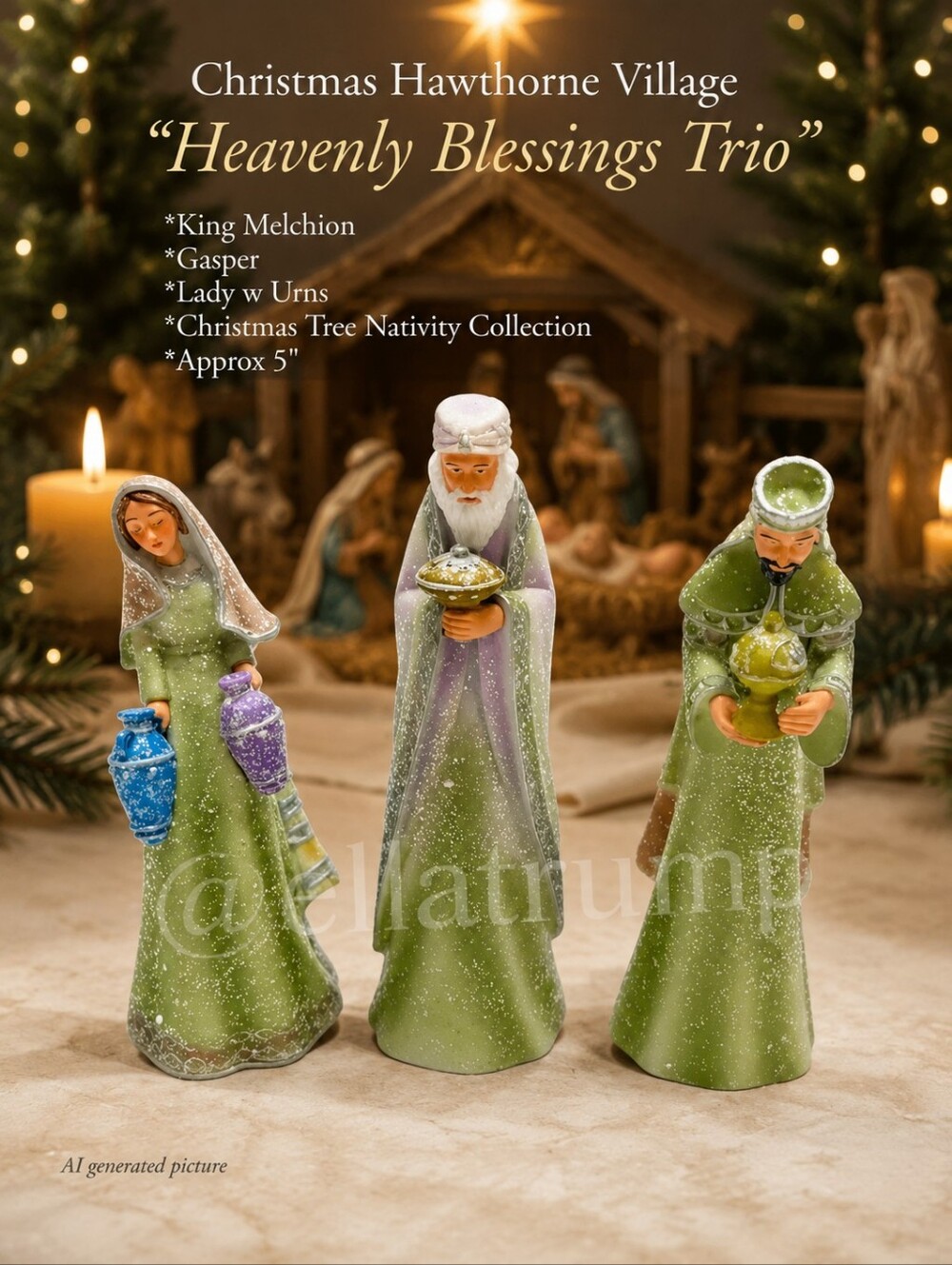 Christmas Hawthorne Village Heavenly Blessings trio 5" Figurines